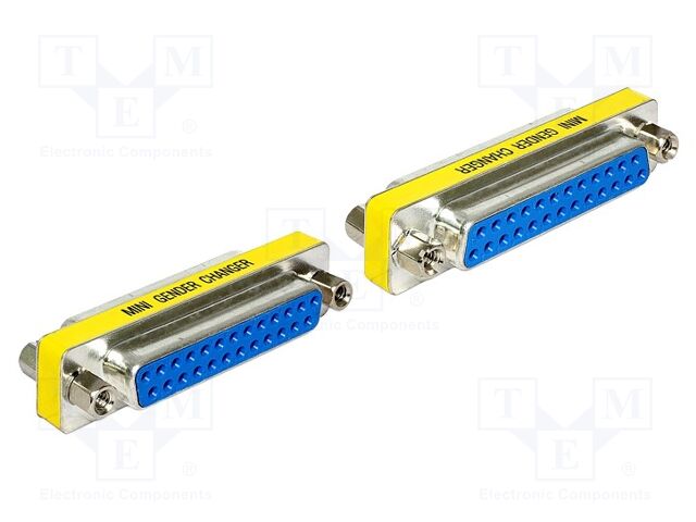 Adapter; D-Sub 25pin socket,both sides; Plating: nickel plated