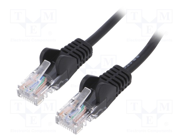 Patch cord; U/UTP; 5e; stranded; CCA; PVC; black; 15m; 26AWG