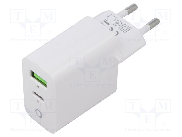 Power supply: switching; mains,plug-in; 5VDC,; 3.4A; 20W; white