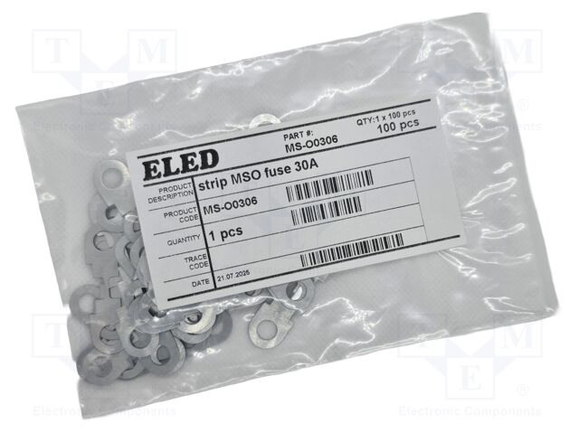 Fuse: fuse; 30A; 32VDC; automotive,strip fuse; 42mm; M6 screw