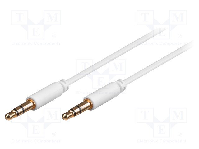 Cable; Jack 3.5mm 3pin plug,both sides; 1.5m; white; Øout: 2.6mm