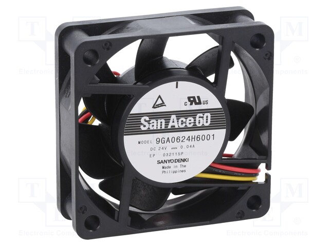 Axial Fan, 24 V, DC, 60 mm, 20 mm, 18.4 cu.ft/min, 0.52 m³/min