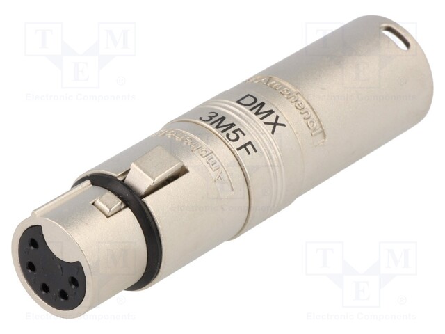 Coupler; XLR male 3pin,XLR female 5pin; silver; straight
