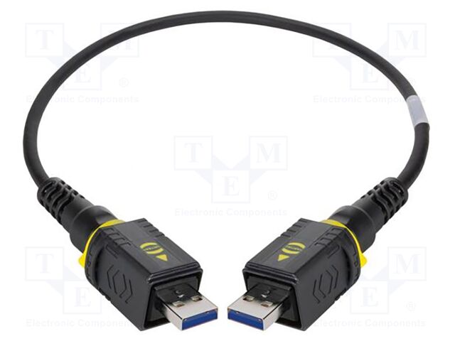 Cable; USB 3.0; USB A plug,both sides; 0.5m; black; hermetic x2
