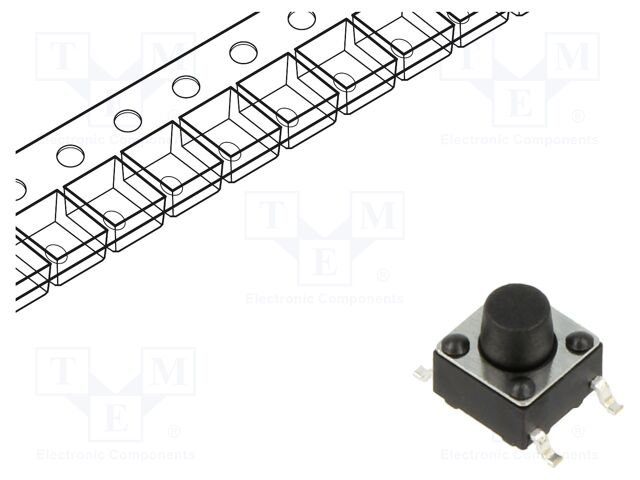 Microswitch TACT; SPST; Pos: 2; 0.05A/12VDC; SMT; 2.45N; 6x6x3.5mm