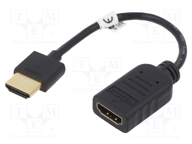 Cable; HDMI 2.0; HDMI socket,HDMI plug; 0.1m; black