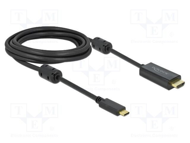 Cable; HDMI plug,USB C plug; HDMI 2.0,High Speed; Len: 3m; black