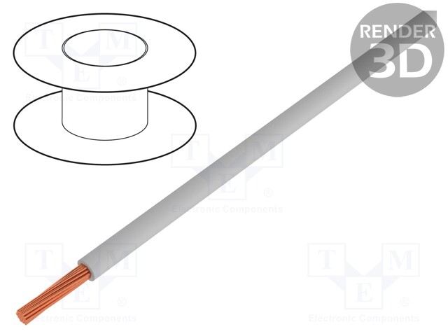 Wire; H07V2-K; stranded; Cu; 10mm2; 8AWG; PVC; grey; 450V,750V