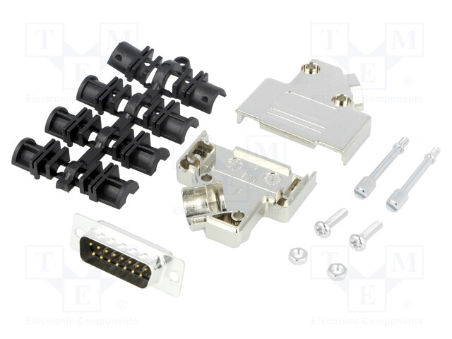 D-Sub; PIN: 15; plug; male; shielded,stamped and formed contacts