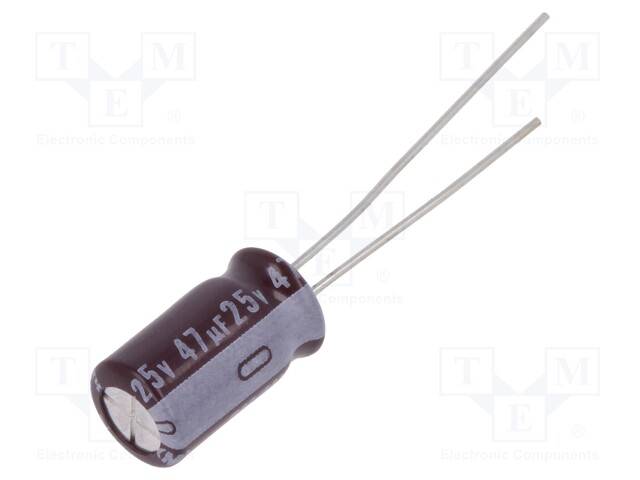 Capacitor: electrolytic; low impedance; THT; 47uF; 25VDC; ±20%