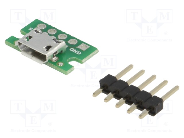 Module: adapter; USB B micro,pin strips; USB Micro-B