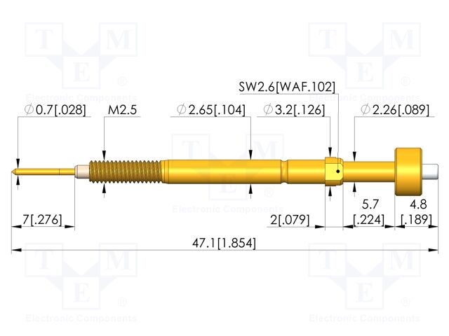 Test needle; screw-in