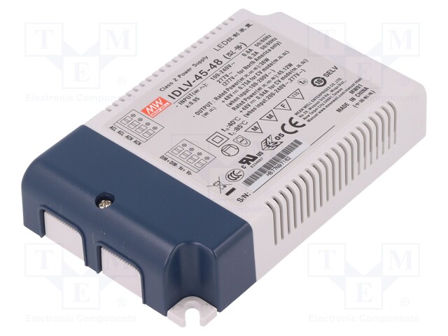 Power supply: switched-mode; LED; 45W; 48VDC; 0.94A; 90÷295VAC