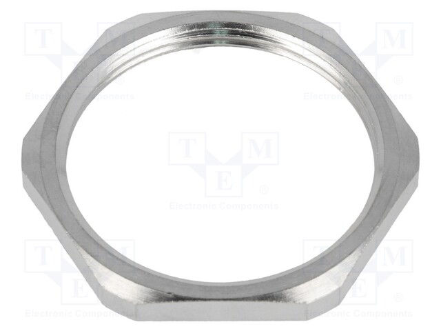 Nut; M40; brass; nickel; D: 5mm; Spanner: 46mm; Thread: metric