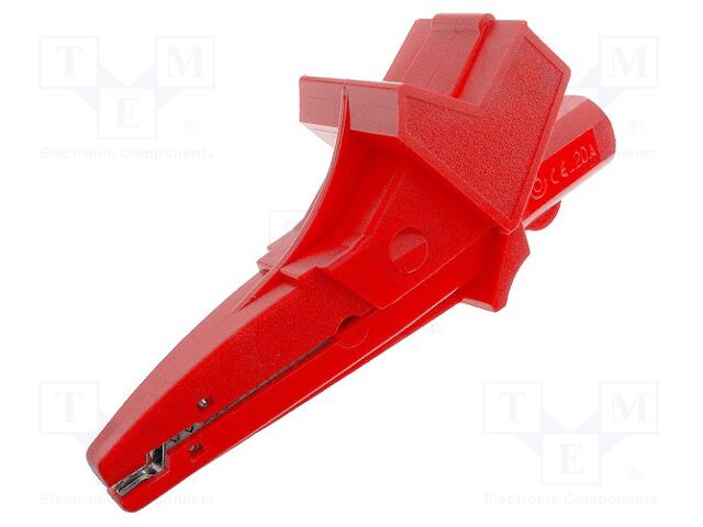 Crocodile clip; 20A; 1kVDC; red; Grip capac: max.25mm
