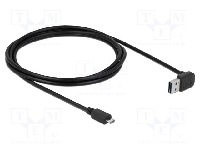 Cable; USB 2.0; gold-plated; 2m; black; 24AWG,28AWG; 480Mbps