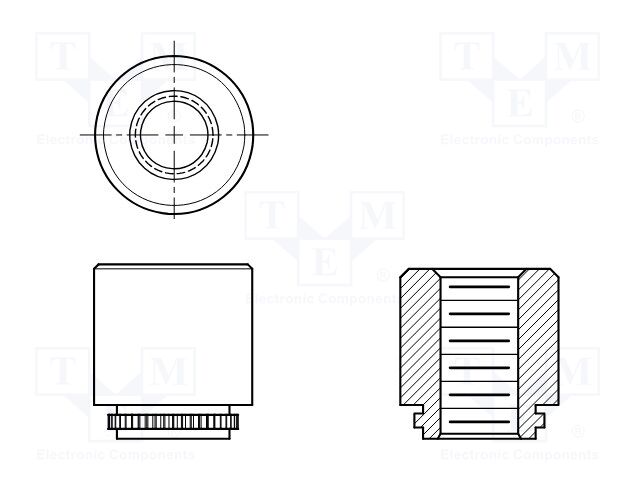 Screwed spacer sleeve; 1.65mm; Int.thread: UNC6-32; cylindrical