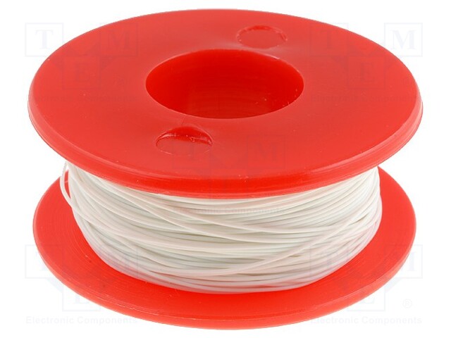 Wire; solid; Cu; 30AWG; white; kynar 460 (PVDF); 300V; 50m