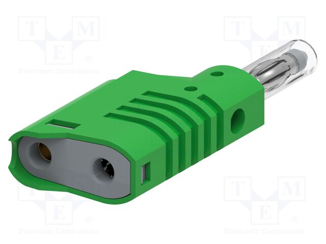 Connector: 4mm banana; plug; 36A; 30VAC; 60VDC; green; insulated