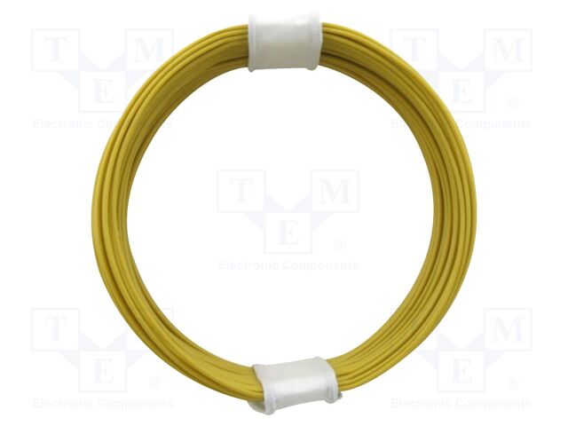 Wire; stranded; Cu; 1x0,04mm2; PVC; yellow; 60V; -5÷85°C; 10m