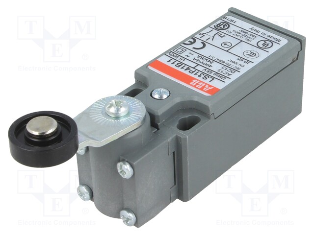 Limit switch; lever R 26,5mm, plastic roller Ø18mm; NO + NC