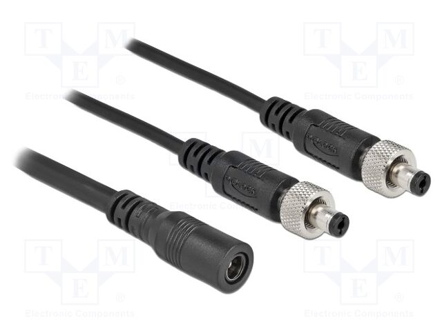 Cable; DC 5,5/2,1 plug x2,DC 5,5/2,1 socket; straight; black