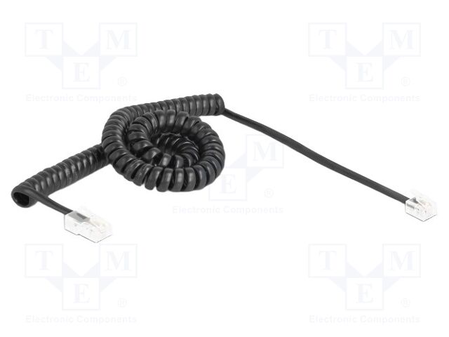 Cable: telephone; coiled; RJ11 plug,RJ45 plug; black; 32AWG