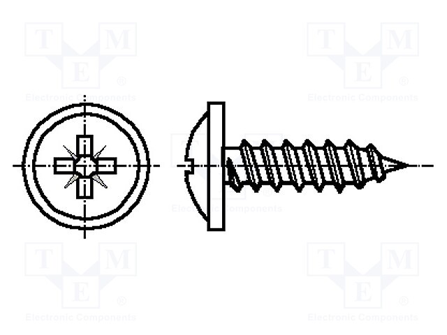 Screw; 4,2x9,5; Head: button; Pozidriv; hardened steel; zinc