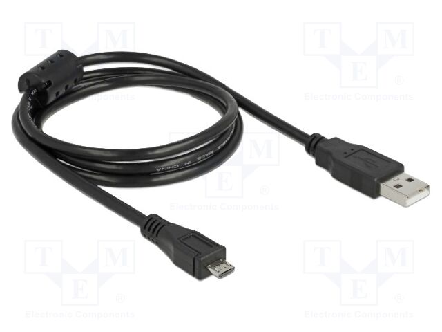 Cable; USB 2.0; USB A plug,USB B micro plug; 1m; black; 480Mbps