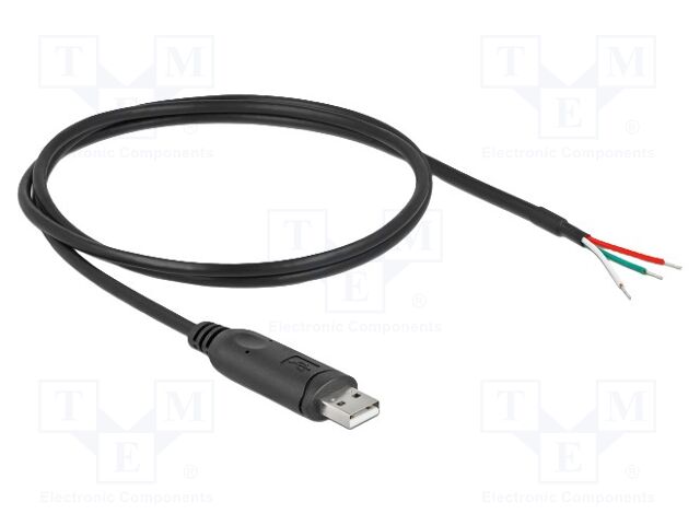 Cable; USB 2.0; wires,USB A plug; gold-plated; 1m; black; Cu; 26AWG