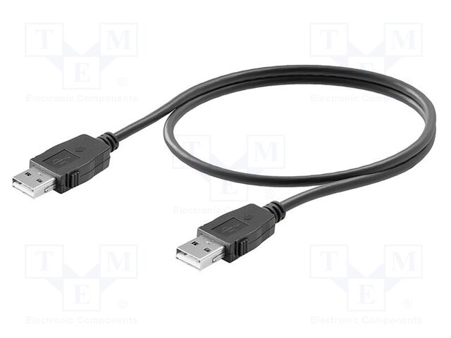 Cable; with locking; USB A,both sides; gold-plated; 1m; black
