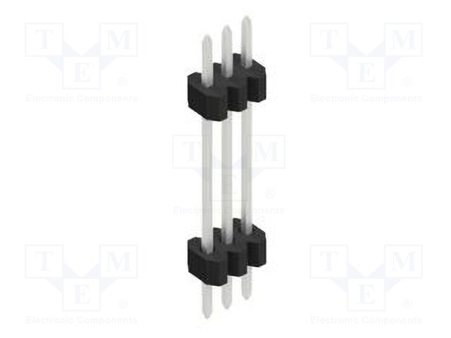 Connector: pin strips; pin header; male; PIN: 3; 1.27mm; THT; 1x3