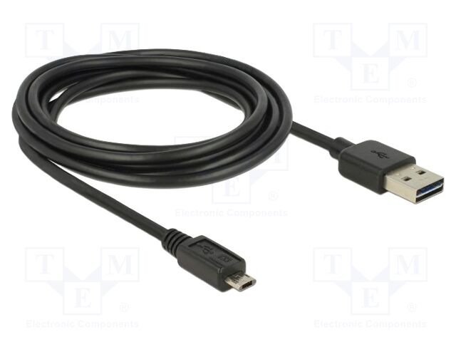 Cable; USB 2.0; gold-plated; 3m; black; 24AWG,28AWG; 480Mbps