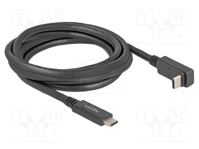Cable; USB C plug,USB C plug 90° up/down; 2m; black; 10Gbps; 60W