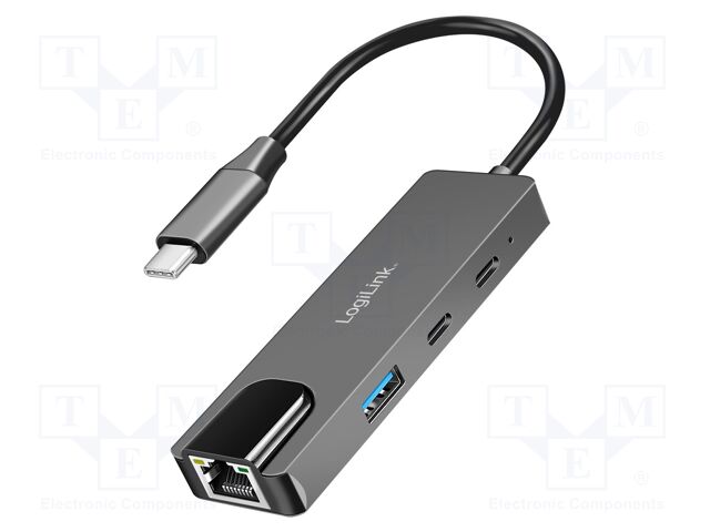 Hub USB; RJ45 socket,USB A socket,USB C socket x2,USB C plug