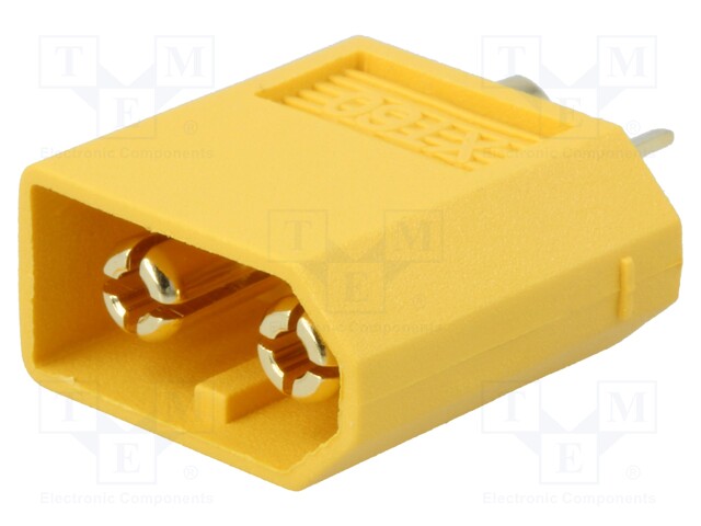 Plug; DC supply; XT60; male; PIN: 2; for cable; soldered; 30A; 500V