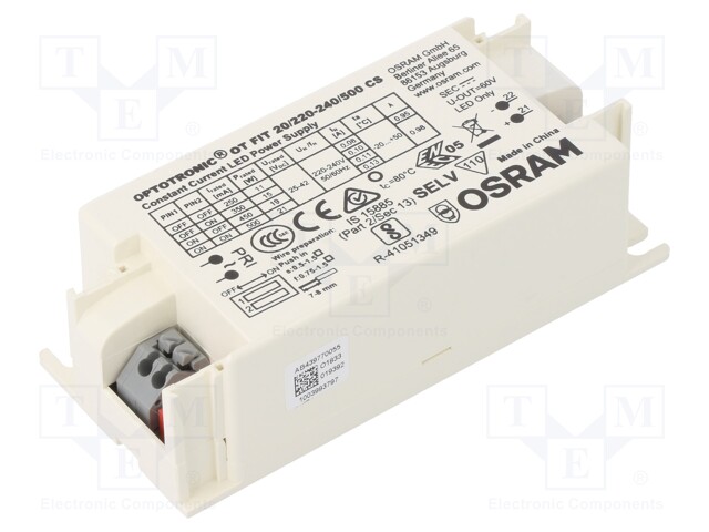 Power supply: switched-mode; LED; 21W; 25÷42VDC; 250÷500mA; IP20