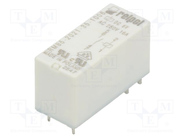Relay: electromagnetic; SPST-NO; Ucoil: 6VDC; Icontacts max: 16A