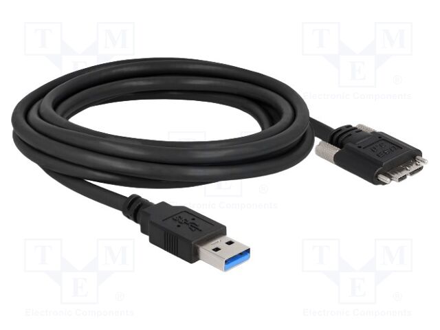 Cable; USB A plug,USB B micro plug; gold-plated; 3m; black; 5Gbps