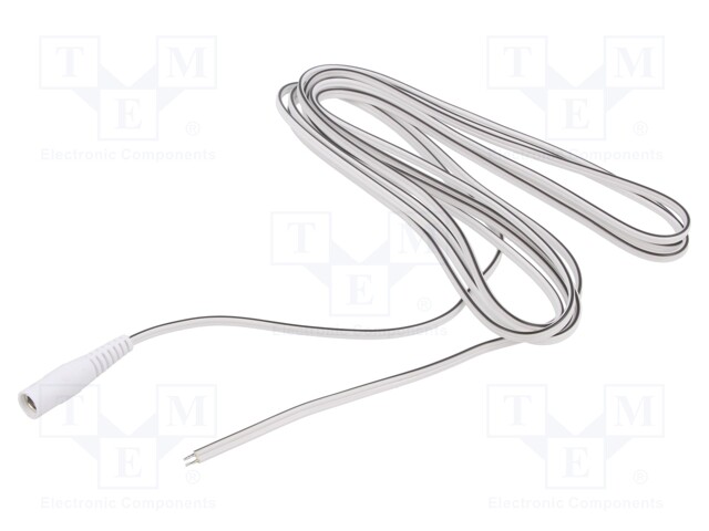 Cable; wires,DC 5,5/2,5 socket; straight; 0.5mm2; white; 2m