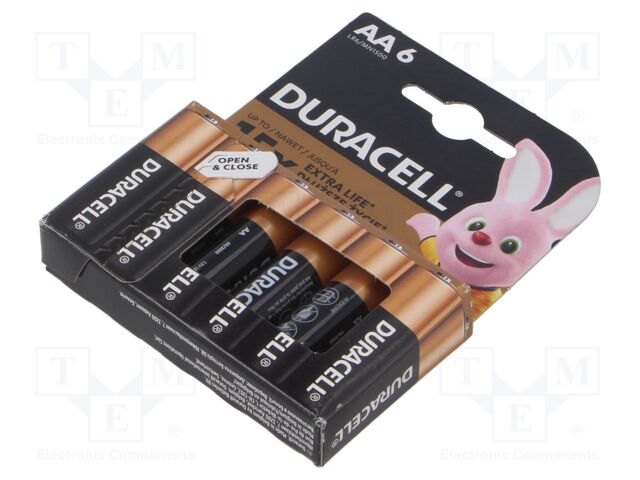 Battery: alkaline; 1.5V; AA; non-rechargeable; 6pcs; BASIC