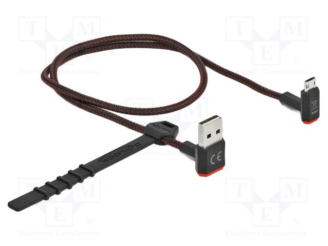 Cable; USB 2.0; gold-plated; 0.5m; black,red; 24AWG,28AWG; 480Mbps