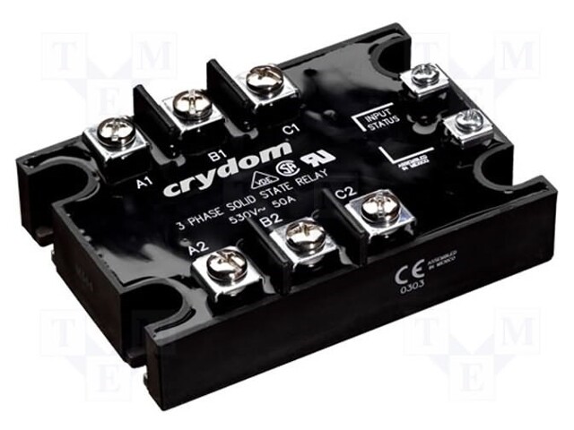 Relay: solid state; Ucntrl: 90÷280VAC; 50A; 48÷530VAC; 3-phase