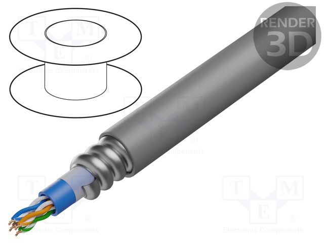 Wire; U/UTP; industrial Ethernet,outdoor; 5e; solid; Cu; 4x2x24AWG