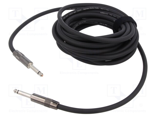 Cable; Jack 6,3mm 2pin plug,both sides; 6m; black; 0.55mm2