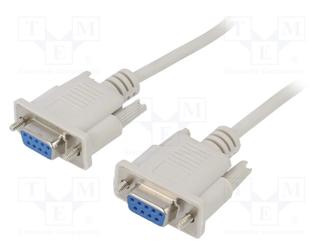 Cable; D-Sub 9pin socket,both sides; 2m; white