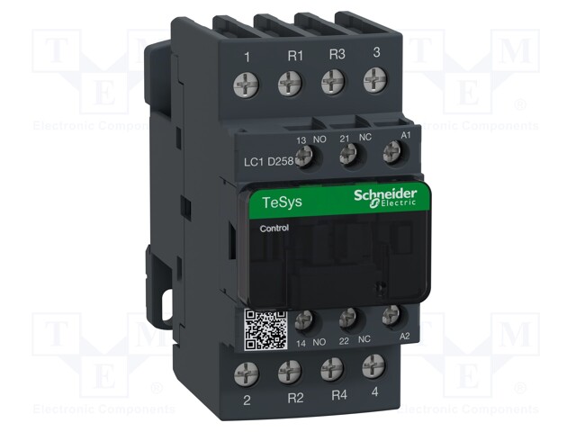 Relay Contactor, TeSys D Series, DPST-NO, DPST-NC, 4P, 40 A at 440 VAC