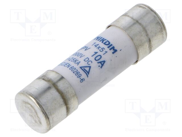 Fuse: fuse; gPV; 10A; 1kVDC; cylindrical; 14x51mm