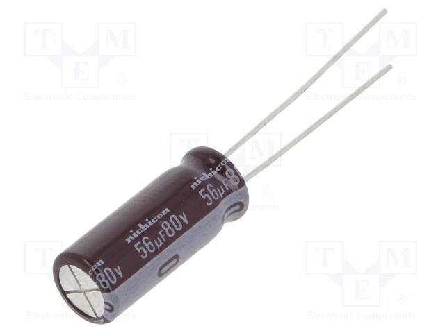 Capacitor: electrolytic; low impedance; THT; 56uF; 80VDC; Ø8x20mm