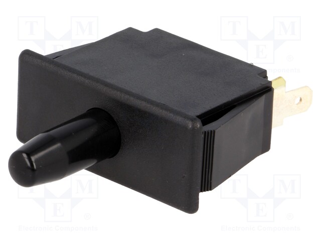 Switch: door; Pos: 2; DPDT; 10A/250VAC; black; Cutout: 28.4x14mm